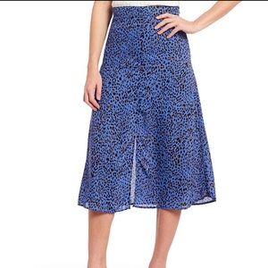Skies Are Blue Animal Print Midi Skirt - Blue and Black